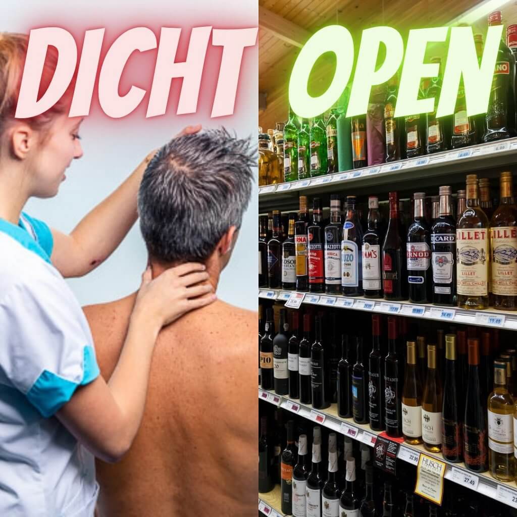 Chiropractor gesloten, maar slijterij open